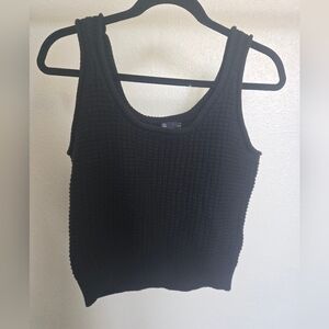 Black Waffle Knit Scoop Neck Tank Top